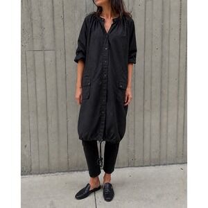 adidas Black Button-Front Lightweight Hooded Sweatshirt Dress